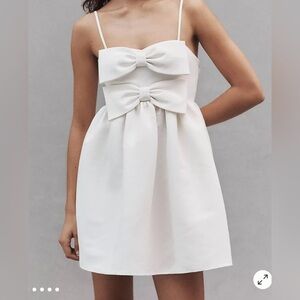 Sachin & Babi Sloane Taffeta Double-Bow
Pleated Mini Dress , Ivory color